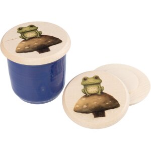 Holz Glasabdeckung aus FSC® Buche für Kinder mit buntem Tiermotiv Frosch