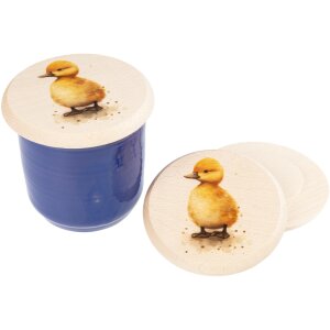 Wooden glass cover made of FSC® beech for children with colorful animal motif chicks