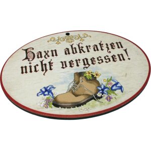 Türschilder Antik - Birkensperrholz (Deutsch) - 18 × 13 cm - Haxn abkratzen nicht vergessen!