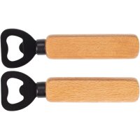 Bottle opener / bottle opener with black stainless steel blade - FSC® beech lacquered