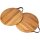 Round oak cutting board for pizza | 30 cm with leather handle