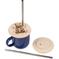 Holz Glasabdeckung aus FSC® Buche mit Edelstahl...
