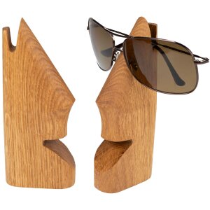 Brillenhalter aus Eichenholz geölt - Brillenständer in Gesichtsform