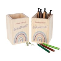 Wooden pencil box "Schoolchild" with rainbow...