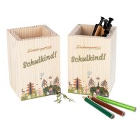 Holz Stiftebox "Schulkind" mit Waldtiermotiven...