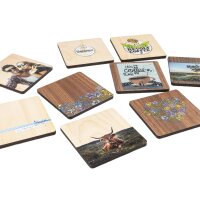 Individually printed wooden coasters with felt backing -...