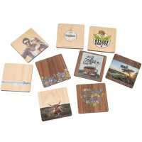 Individually printed wooden coasters with felt backing -...