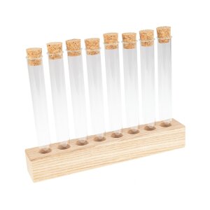 Eschen Holz Gewürzregal mit 8 Reagenzglasbehältern - 30cm