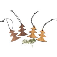 Holz Weihnachtsbaumschmuck - Tanne klein Nussbaum geölt