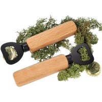 Personalized bottle opener with black stainless steel blade - FSC® beech lacquered