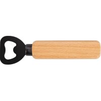 Personalized bottle opener with black stainless steel blade - FSC® beech lacquered