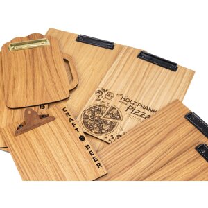 Personalisiertes Holz Klemmbrett DIN A4 aus geölter FSC® Eiche mit Lasergravur