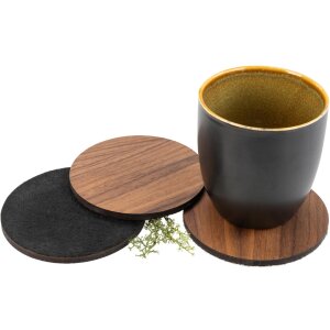 Round Coaster – Walnut Wood 107 × 6 mm, Oiled with Felt Backing