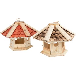 Vogelhaus Pavillon mit Schindeldach - Futterhaus aus Fichtenholz - 40x25 cm