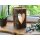 Rustic wooden lantern with bark and glass cylinder - cut-out heart 27x16 cm