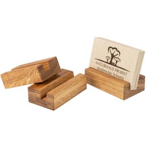 Schlichter Visitenkartenhalter aus geöltem Eichen Holz