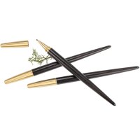 Elegant wooden ballpoint pen with conical shape and brass...