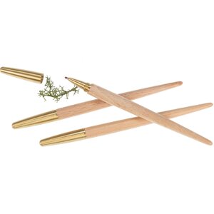 Elegant wooden ballpoint pen with conical shape and brass cap - beech wood