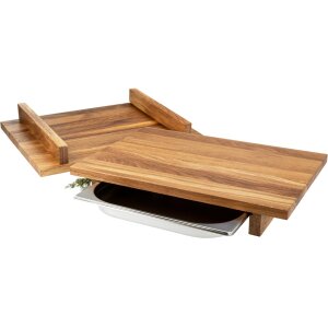 Schneidebrett aus geölter Eiche mit Edelstahl-Auffangschale 2/3-40 - 50 x 35 x 7 cm