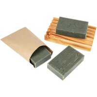Larch wood soap holder set with olive natural soap with...