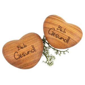 Holz Handschmeichler - Kirsche geölt - Gravur: "Bleib Gesund!"