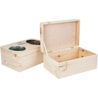 Wooden box organizer 30x20x14 cm with hinged lid and...