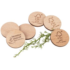 Einkaufswagenchip aus Buchenholz - FSC® zertifiziert mit Ihrer Wunschgravur