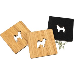 FSC®-certified oak coaster with felt back and dog cut-out