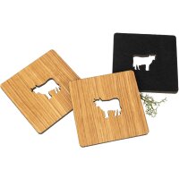 FSC®-certified oak coaster with felt back and cow...
