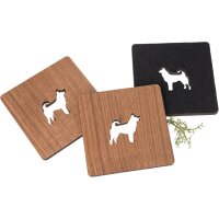 Walnut coaster with felt back and laser cut-out dog