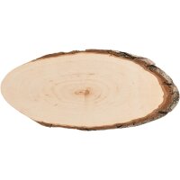 Baumscheibe oval aus FSC® Erle mit Gravur 27–32 cm – Fotogravur