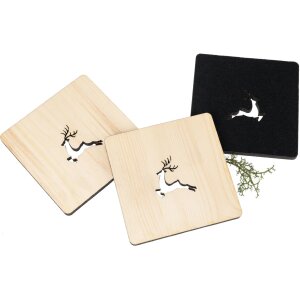Swiss stone pine coaster with felt back | Naturally scented | Deer cut-out