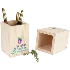 Stiftebox aus Fichtenholz mit 5C Digitaldruck – personalisierbar | 11 x 7,5 cm