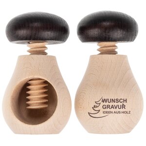 Nussschraube / Nussknacker aus Buche - Steinpilz Design mit persönlicher Lasergravur