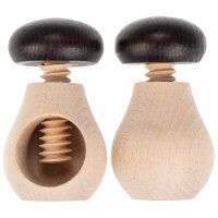 Nut screw / nutcracker made of beech - porcini mushroom design with personal laser engraving