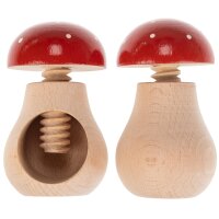 Nut screw / nutcracker made of beech - fly agaric design with personalized laser engraving