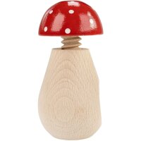 Nut screw / nutcracker made of beech - fly agaric design with personalized laser engraving