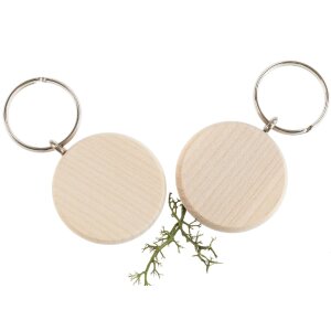 Round wooden key ring made from FSC®-certified maple 4.2 cm