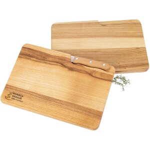 Customized cutting board made of FSC® oiled ash - incl. knife and laser engraving up to 20 cm²