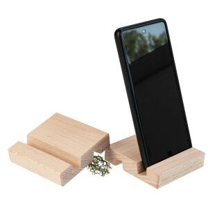 Smartphone- und Tablet-Halter aus Buche mit 13 mm Nut- roh