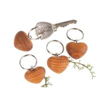 Cherry wood key ring in a flattering heart shape |...