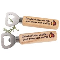 Flaschenöffner aus FSC® Buche mit Druck:...