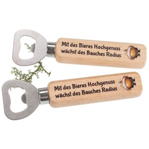 Bottle opener made of FSC® beech with print: With the pleasure of beer