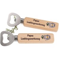 Flaschenöffner aus FSC® Buche mit Druck: Papas...