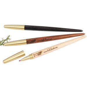 Personalized wooden ballpoint pen with laser engraving - conical shape made of rosewood waxed