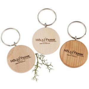 Schlüsselanhänger aus FSC® zertifiziertem Holz ⌀ 4,2 cm - mit Lasergravur individualisiert