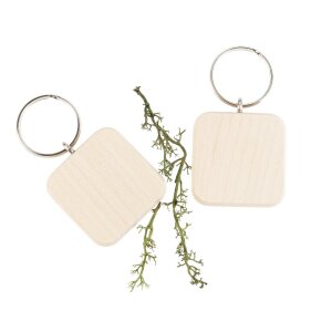 Holz Schlüsselanhänger quadratisch aus FSC® zertifiziertem Ahorn Holz 4 cm