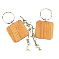 Wooden key ring square made of FSC®-certified oiled...