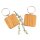 Wooden key ring square made of FSC®-certified oiled cherry 4 cm