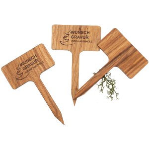 Oiled oak flower plugs - Individually engraved plant plugs